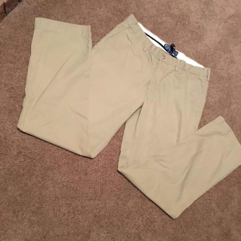 Polo Ralph Lauren Suffield Pant Tan 34/32 Flat Front EUC